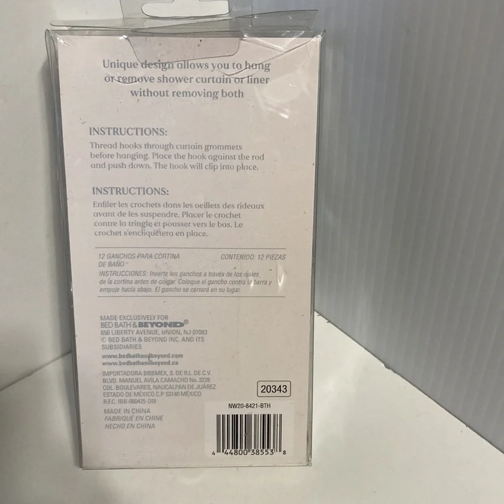 NESTWELL Silver Shower Curtain Hooks with Rollers Full Closure Set of 12